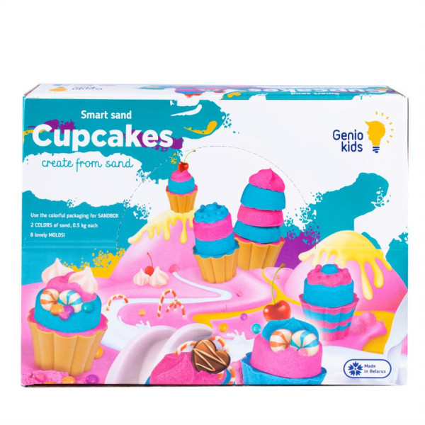 Set nisip kinetic Genio Kids 1kg cu forme de modelat