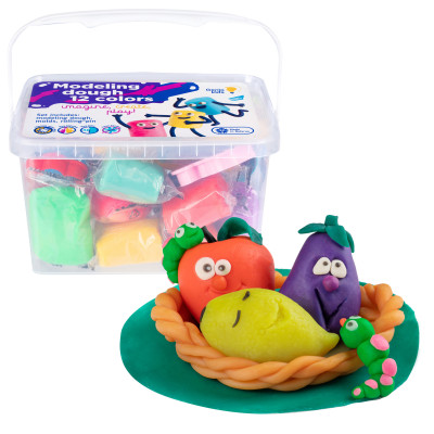 Set plastelina Genio Kids 12 culori si 7 accesorii, 650 gr Set plastelina Genio Kids 12 culori si 7 accesorii, 650 gr