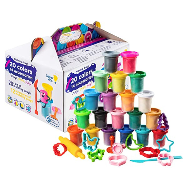 Set plastilina Genio Kids 1.4 kg. 20 culori si 14 accesorii