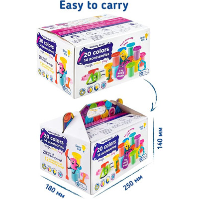 Set plastilina Genio Kids 1.4 kg. 20 culori si 14 accesorii