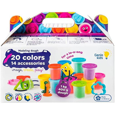 Set plastilina Genio Kids 1.4 kg. 20 culori si 14 accesorii