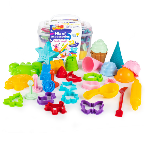 Set Genio Kids 32 de ustensile de bucatarie pentru modelat