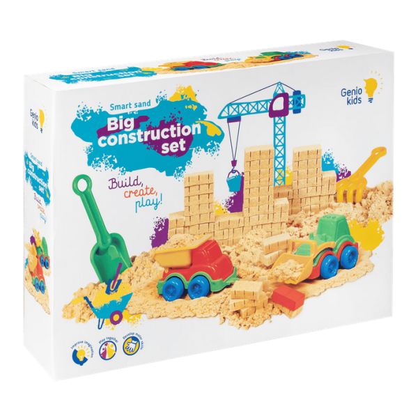 Set nisip kinetic Genio Kids vehicule de santier, 1 kg