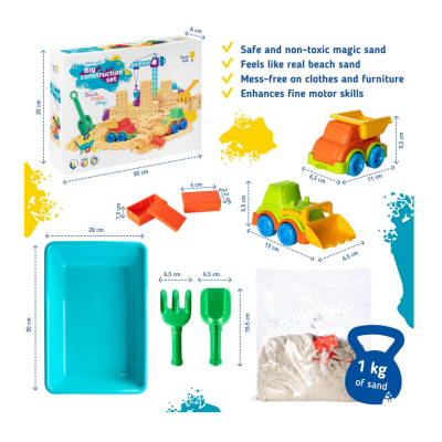 Set nisip kinetic Genio Kids vehicule de santier, 1 kg Set nisip kinetic Genio Kids vehicule de santier, 1 kg