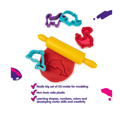Set Genio Kids 50 de ustensile de bucatarie pentru modelat Set Genio Kids 50 de ustensile de bucatarie pentru modelat