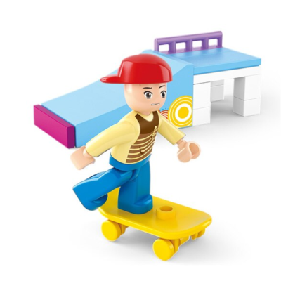 Set de constructie Sluban Baiat cu skateboard