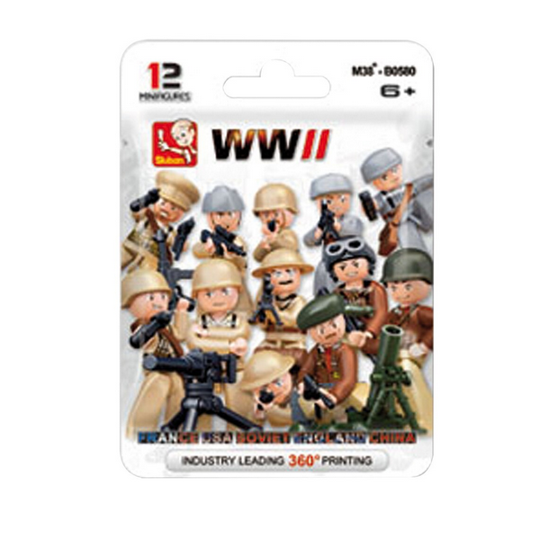 Set Constructie, Sluban, Plastic, Minifigurine WWII, 16 Piese, Multicolor