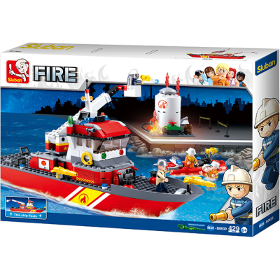 Set de constructie Barca Pompierilor cu tanc petrolier, 429 piese Set de constructie Barca Pompierilor cu tanc petrolier, 429 piese