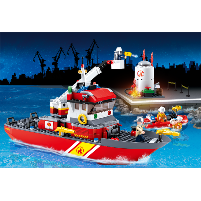 Set de constructie Barca Pompierilor cu tanc petrolier, 429 piese Set de constructie Barca Pompierilor cu tanc petrolier, 429 piese