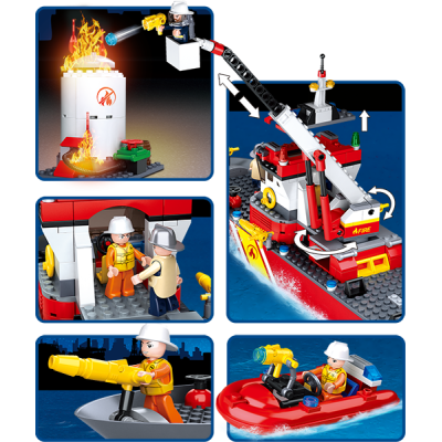 Set de constructie Barca Pompierilor cu tanc petrolier, 429 piese Set de constructie Barca Pompierilor cu tanc petrolier, 429 piese