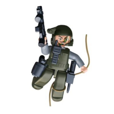 Set de constructie Sluban, Politist cu casca si camuflaj, cutie carton, 16 piese Set de constructie Sluban, Politist cu casca si camuflaj, cutie carton, 16 piese