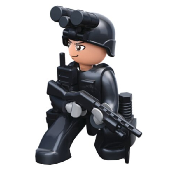 Set de constructie Sluban, Politist cu night vision, cutie carton, 16 piese