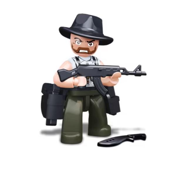 Set de constructie Sluban, Hot cu palarie de cowboy, cutie carton, 16 piese