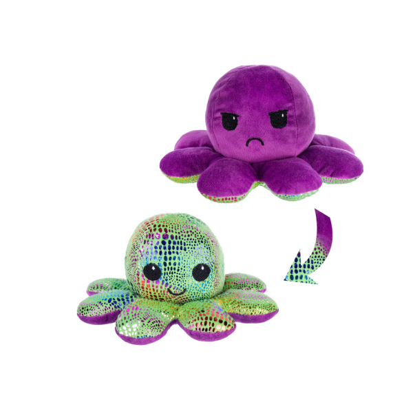 Jucarie de plus caracatita, reversibila, 20 cm, violet