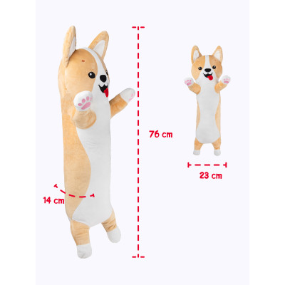 Jucarie de plus tip perna, catel corgi, 70 cm Jucarie de plus tip perna, catel corgi, 70 cm