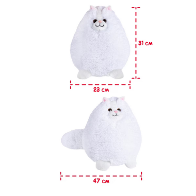 Jucarie de plus moale pisica alba, cat, 28 cm