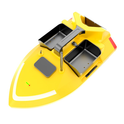 Barca pentru nadit si momit V020 Yellow RC, 3 cuve, 2kg, 500m, 5200mAh, 10km/h, telecomanda 2.4GHz, 40 puncte de pozitionare GPS
