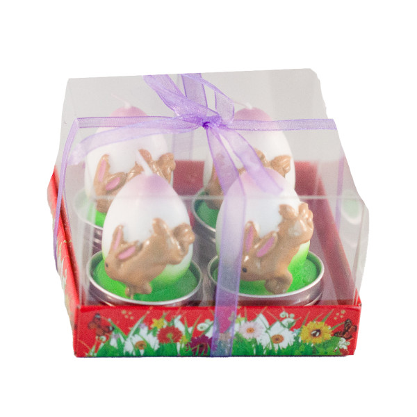 Set 4 lumanari decorative de Paste - ou cu iepuras