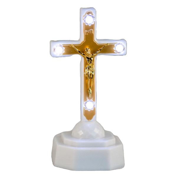 Candela decorativa LED, cruce aurie, 16cm