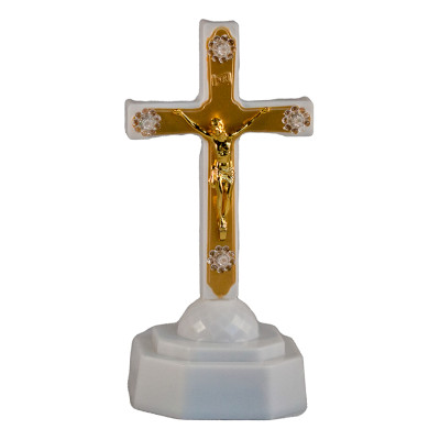 Candela decorativa LED, cruce aurie, 16cm