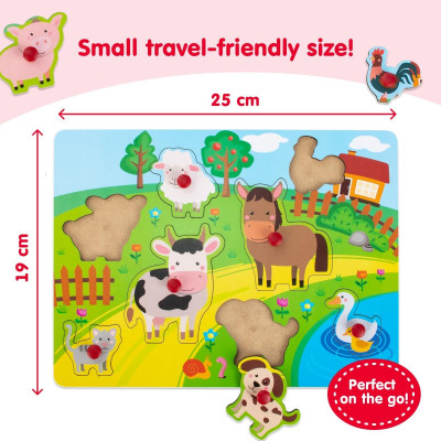 Puzzle lemn animale, educativ, de la 1 la 3 ani (Ferma), 8 piese Puzzle lemn animale, educativ, de la 1 la 3 ani (Ferma), 8 piese
