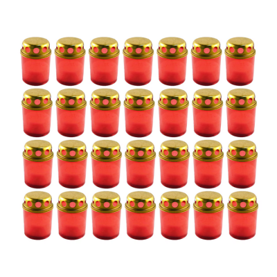 Set 28 candele cu capac anti-ploaie M2 Eco rosu 10 ore Set 28 candele cu capac anti-ploaie M2 Eco rosu 10 ore