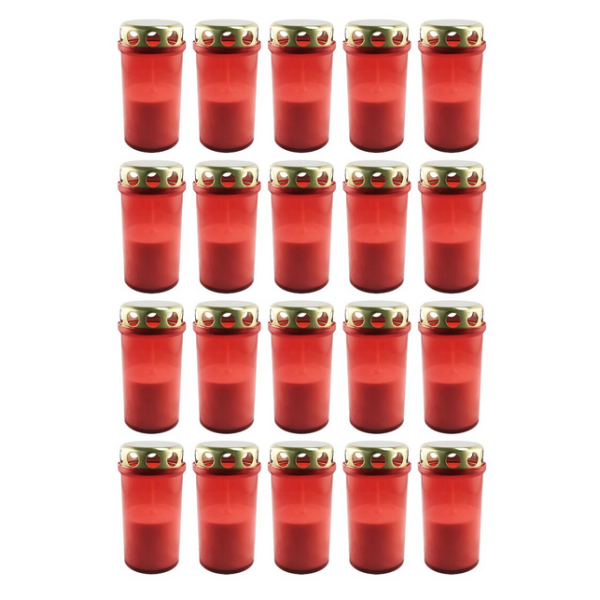 Set 20 candele cu capac anti-ploaie M4 Eco rosu 25 ore