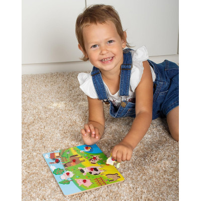 Puzzle lemn animale, educativ, de la 1 la 3 ani (Ferma), 8 piese Puzzle lemn animale, educativ, de la 1 la 3 ani (Ferma), 8 piese