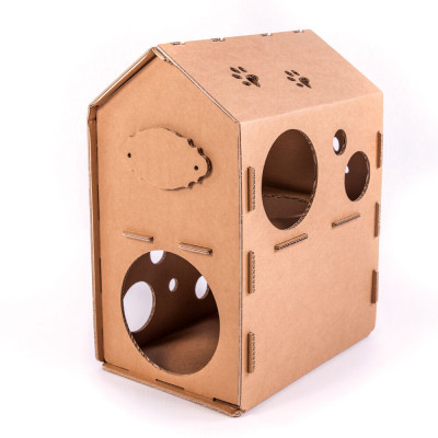 Casuta cu etaj din carton pentru pisici, Gato