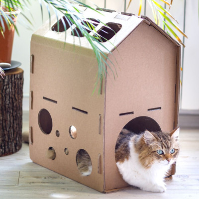Casuta cu etaj din carton pentru pisici, Gato